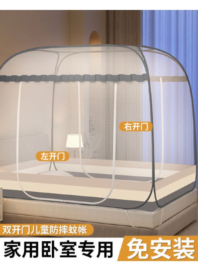 Red Bean Mosquito Net 1.8m Bed Double Household Yurt No Installation Printed Mosquito Net Double Door Dense Weave Thickened Reinforced Summer - Image 1
